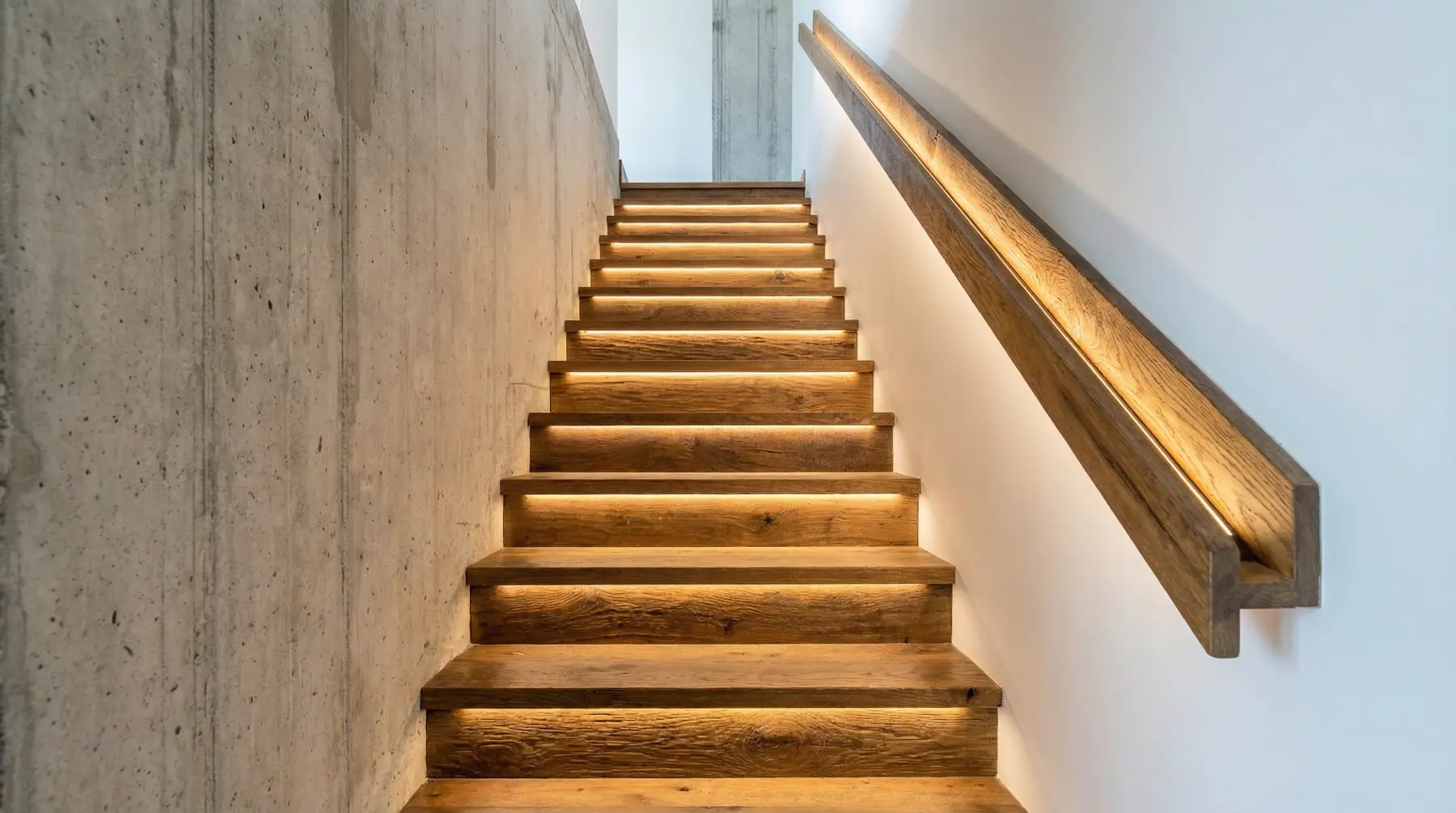 Lit oak staircase